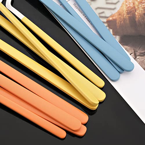 JASHII Silverware Set Satin Finish 24-Piece Stainless Steel Flatware Set Kitchen Utensil Set Service for 6 Tableware Cutlery Set Dishwasher Safe (Matte Yellow Silver) - color: Yellow silver 24pcs, size: service 6