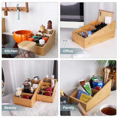 HTB 4-Section Snack Organizer with Removable Dividers for Kitchen 2 Pack