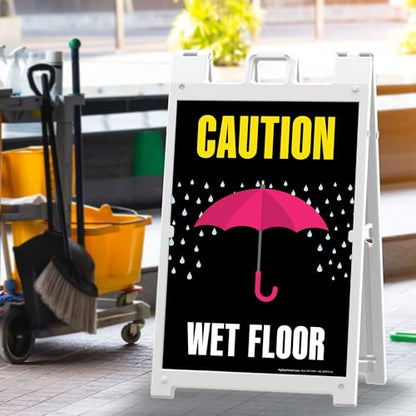 Caution Wet Floor Umbrella Folding Floor Sign, 24x36 Inches, Portable A Frame, Made in USA by My Sign Center - size: 24x36 Plastic
