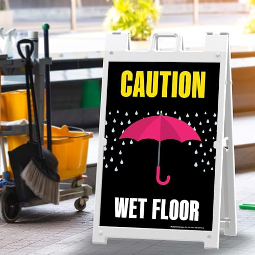Caution Wet Floor Umbrella Folding Floor Sign, 24x36 Inches, Portable A Frame, Made in USA by My Sign Center - size: 24x36 Plastic