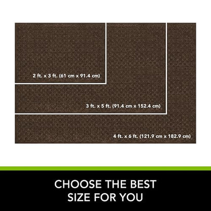 Apache Mills Textures Blocks 2' x 3' Non Slip Weather and Stain Resistant Entrance Door Mat, Walnut - color: Walnut, size: 2' x 3' (Rectangular), style: Blocks