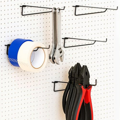 12 Pcs 8" Pegboard Shelf Hooks, 1/4" Peg Board Organizer Accessory Fits 1/4 Black Pegboard Organizer Accessories for Workbench, Garage, Craft Room, Retail Shop