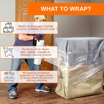 1 Roll 18in Stretch Film Wrap 1500ft 80 Gauge Heavy Duty Clear Plastic Roll Industrial Strength Durable Cling Wrap Moving Packing Pallet Wrap Shrink Wrap Roll (1, 1500ft)