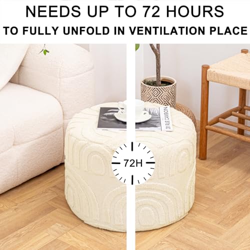 Asuprui Plush Fabric Ottoman Footrest,Foot Stool,20"x14", Linen - color: Linen, size: 20"D x 20"W x 14"H