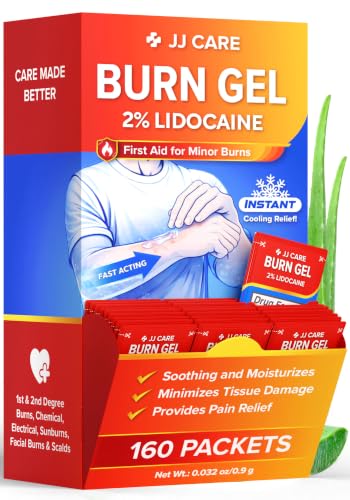 Burn Gel Packet | 160-Pack | with Lidocaine & Aloe Vera | FSA&HSA Eligible