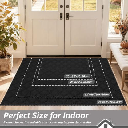 BEQHAUSE Dirt Trapper Door Mat 32" x 48" Non-Slip Washable, Black - color: Black, size: 32" X 48" (Rectangular)