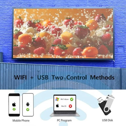P3 Led Scrolling Programmable Signs, 320x128px High Resolution Digital LED Signage Displays, WIFI & USB Control Electronic Message Board Business Advertising Sign, Support Text/Image/Video 40"x18” - size: P3 40"x18"