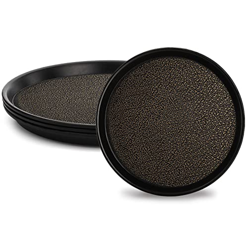 Frcctre 4 Pack 12 Inch Plastic Serving Tray, Round Non-Slip Restaurant Serving Trays Cafeteria Food Service Tray for Home, Party, Events
