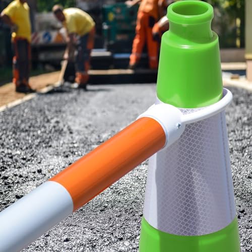 Fluorescent Orange/Green PVC Traffic Cones, Heavy Black Base Parking Lot Cone Structurally Stable Weatherproof Road Construction Safety Cones (4, Green, 28" Large) - size: 28" Large