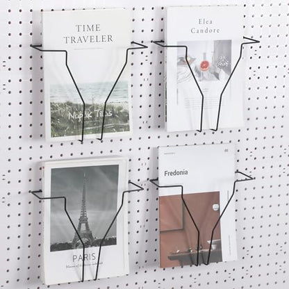 Wonderjune 4 Pcs Expandable Literature Display for Pegboard, Black - color: Black