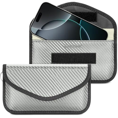TICONN 2PK Faraday Bag for Car Key Fob, Anti-Theft NFC RFID Blocking Pouch - color: Grey, size: Large