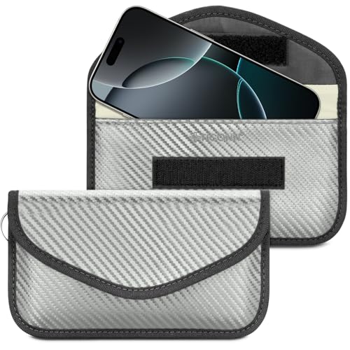TICONN 2PK Faraday Bag for Car Key Fob, Anti-Theft NFC RFID Blocking Pouch - color: Grey, size: Large