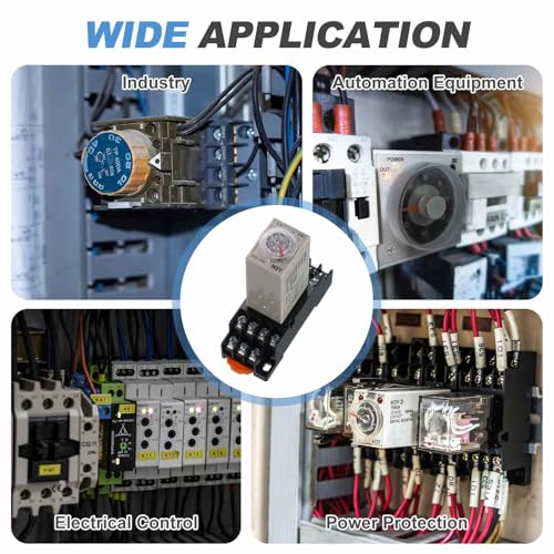 MECCANIXITY DC24V Timer Relay, 4PDT Time Relay Timing Delay ON Time 14 Pin 2S-60S Knob Control, H3Y-4