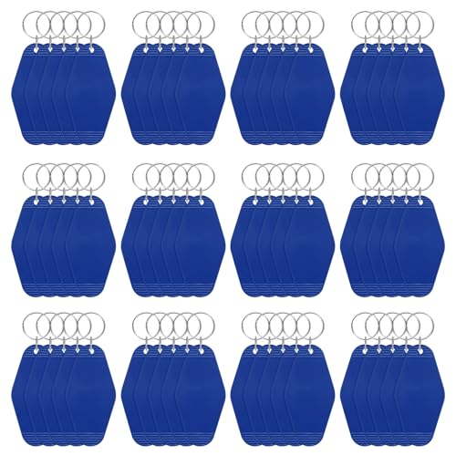 Blank Hotel Keychain Tags [60PCS] - Plastic Rhombus Blank Motel Keychain with Key Rings - color: Navy