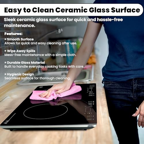 OMEO Portable Double Induction Cooktop 2 Burner Electric Cooktop, Touch Control 110V Induction Cooker with Safety Lock, Pause, Auto Shutoff Timer Setting, 9 Heating Level and Overheating Protection - size: Double Burner
