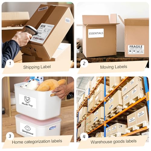 3x5 Inch Thermal Labels,Rectangle Sticker,300PCS Water & Oil Proof Shipping Labels with Strong Adhesive,Compatible with Zebra & Rollo,for Moving Boxes,Small Business & Inventory,White - color: White