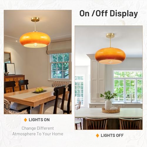 Large Glass Semi Flush Mount Ceiling Light 15.7″Dome Orange Shade - color: 15.7″-Orange