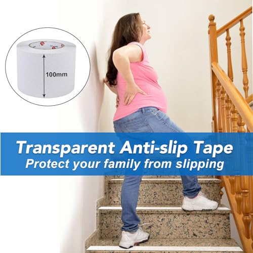 BOMEI PACK Anti Slip Traction Tape,4 Inch x 33 Ft,Heavy Duty Non Slip Tape,Grip Tape for Stairs, Tread Step, Indoor & Outdoor Use,Waterproof Stairs Non Skid Treads (White) - color: White