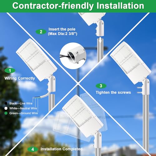 300W LED Parking Lot Light, 5000K 42000LM(140lm/w) LED Shoebox Area Light - Slip Fitter Mount, Dimmable Commercial Street Lighting, IP65 Surge Protection Built-in, AC100-277V - color: Slip Fitter Mount, size: 300W(100-277V)