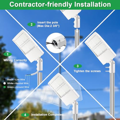 300W LED Parking Lot Light, 5000K 42000LM(140lm/w) LED Shoebox Area Light - Slip Fitter Mount, Dimmable Commercial Street Lighting, IP65 Surge Protection Built-in, AC100-277V - color: Slip Fitter Mount, size: 300W(100-277V)