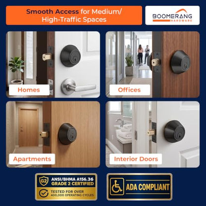 Boomerang DB7431 Heavy-Duty Designer Commercial Deadbolt Lock, 5-Pin - color: Matte Black (US19), style: 5 Pin Cylinder
