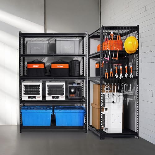 VEVOR Storage Shelves, 3000 lbs, 5 Tier, 24 x 48 x 72 inch Metal Rack Set - color: Black, size: 24" D x 48" W x 72" H