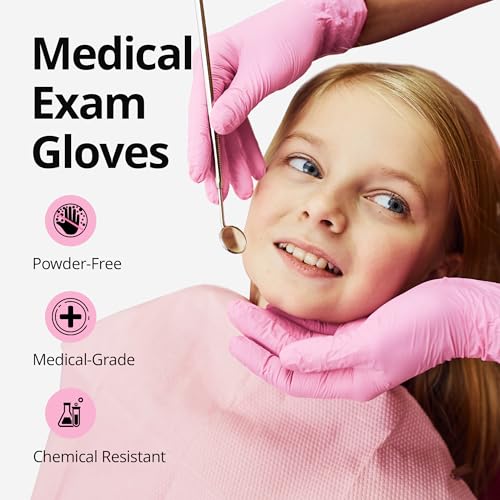 SwiftGrip Pink Nitrile Gloves, 3-mil, Industrial Gloves Disposable Latex Free, for Cleaning & Esthetician, Rubber Powder-Free, 100-ct Box (X-Large) - size: X-Large