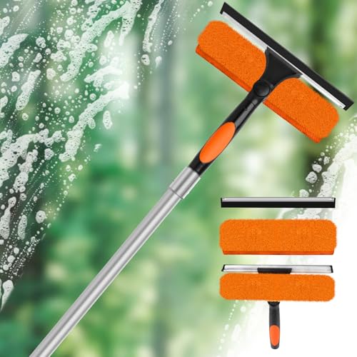 18FT High Window Cleaning Kit with Pole,Professional 2 in 1 Window Squeegee - color: 10.65in Squeegee, size: 12FT(Reach 18ft)