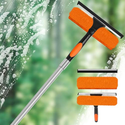 18FT High Window Cleaning Kit with Pole,Professional 2 in 1 Window Squeegee - color: 10.65in Squeegee, size: 12FT(Reach 18ft)
