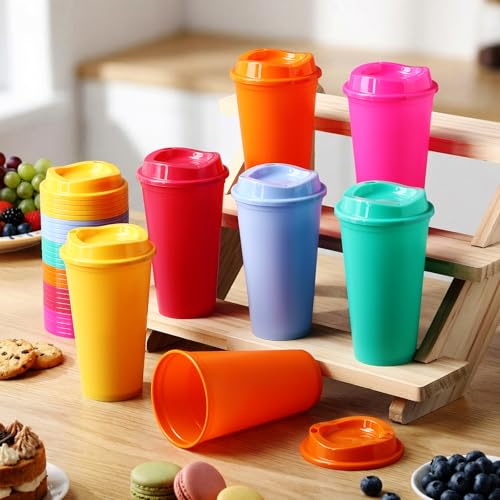 36 Pack Summer Coffee Cups with Lids 16 oz Summer Reusable Cups - color: Summer Color