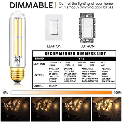 T10 Led Bulb Dimmable 6W Led Tubular Bulbs 60 Watt Incandescent Bulb 3000K - color: 6w=60w Soft White 3000k 6p