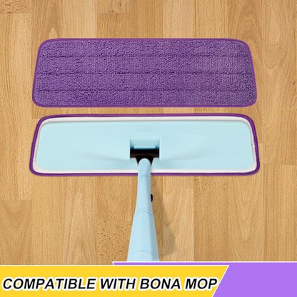 8 Pack 16.5 inch Reusable Mop Pads Microfiber Spray Mop Replacement Heads for Wet/Dry Mops Compatible with Bona Floor Care System - color: Purple Mop Pads