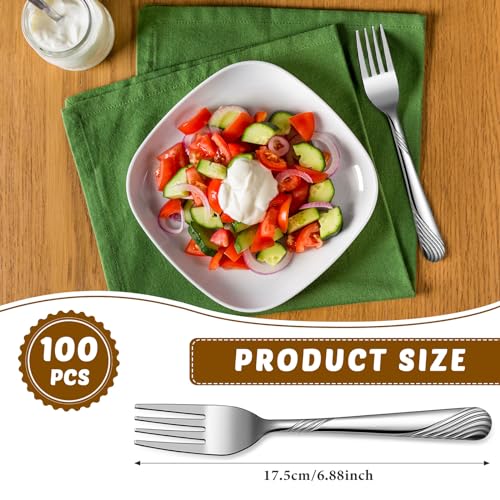 Minatee 100 Pcs Metal Dinner Forks Bulk, 6.9 Inches Stainless Steel Forks