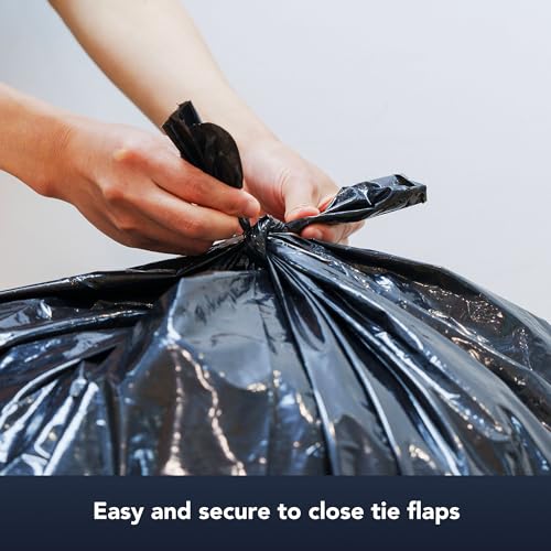 HygiCare Contractor & Industrial Bags, 42 Gallon, Extra Thick 3MIL, Heavy Duty with Tie Flaps, 32.75" x 45.13", 32 Count, For Construction, Industrial, & Outdoor Waste