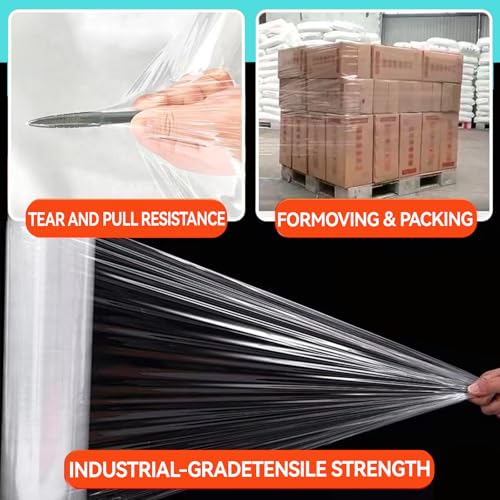 Stretch Wrap Film, 15" x 1000Ft Shrink Wrap Roll with Handles,60 Gauge Stretch Wrap Industrial Strength, Plastic Wrap for Pallet Wrapping Shipping Moving and Surface Protection (4 Pack-15"-60 Gauge) - size: 4 Pack-15"-60 Gauge
