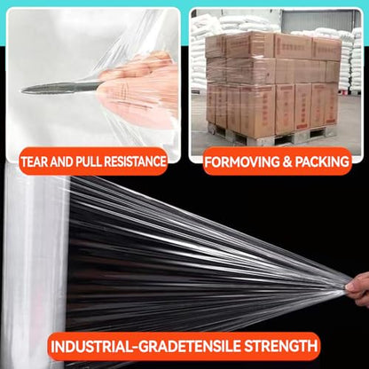 Stretch Wrap Film, 15" x 1000Ft Shrink Wrap Roll with Handles,60 Gauge Stretch Wrap Industrial Strength, Plastic Wrap for Pallet Wrapping Shipping Moving and Surface Protection (4 Pack-15"-60 Gauge) - size: 4 Pack-15"-60 Gauge