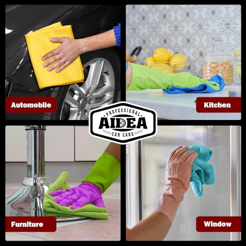 AIDEA Microfiber Cleaning Cloth-200PK, Microfiber Towels for Cars, 12×12" - color: Yellow Blue Green, size: 200PK