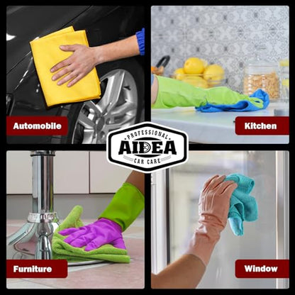 AIDEA Microfiber Cleaning Cloth-200PK, Microfiber Towels for Cars, 12×12" - color: Yellow Blue Green, size: 200PK