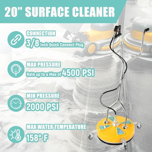 RIDGE WASHER 20'' Pressure Washer Surface Cleaner, with Dual Handle - size: 20" Pressure Washer Surface Cleaner