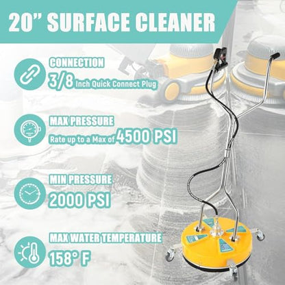 RIDGE WASHER 20'' Pressure Washer Surface Cleaner, with Dual Handle - size: 20" Pressure Washer Surface Cleaner