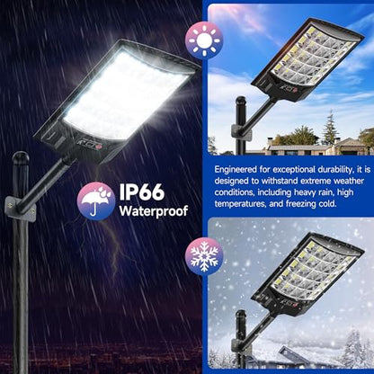 Solar Street Lights Outdoor Waterproof 4 Pack, Street Light Dusk to Dawn