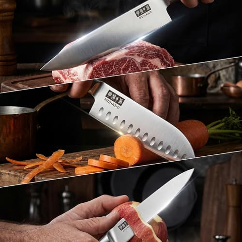 MDHAND Chef Knife Set with Roll Bag, Ultra Sharp Japanese Kitchen Knife Set - size: 9PCS Chef Knife Set