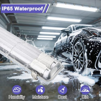 4FT LED Vapor Tight Light Fixtures 2Pack, Clear Cover, 40W 5600LM