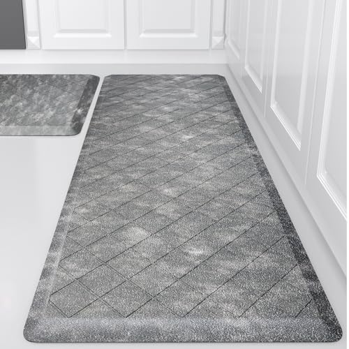 Cushioned Anti-Fatigue Mats, Heavy Duty Kitchen Rugs, 1/2 Inch Thick, Ergonomic Comfort Foam, Gray - color: Stylish Grey