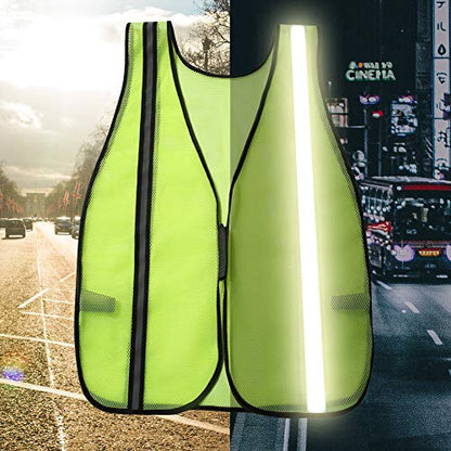 SIFE 10 Pack High Visibility Reflective Safety Vest,Made from Breathable and Neon Yellow Mesh Fabric,light weight for Man and Woman(Yellow-Black, 10 pack) - color: Yellow-black