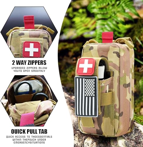 Tactical Ifak Trauma Kit Emergency First Aid Stop The Bleed Ifak Refill, Ifak Med Kit Trauma Refill Military Medical Supplies Kit Pack for Duty Belt - color: GREEN