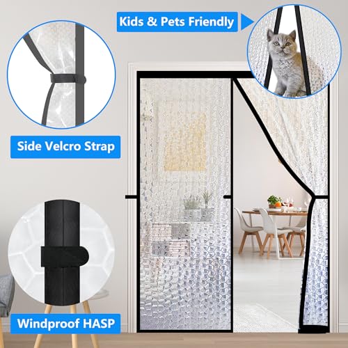RELIANCER Magnetic Thermal Insulated Door Curtain,Waterproof EVA Door Cover,Fit Doors Size Up to 32"x82",Temperature Protection Insulated Doorway Curtain Partition,Patio Self-Closing Doors Net Screen - size: Fits Door Size 32"X82"
