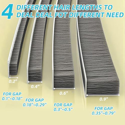 Weather Stripping Door Window Seal Strip, 32.8FT Self-Adhesive Soundproofing Weatherstrip, Draft Blocker Dustproof Strip for Sliding Windows, Doors, Cabinets (0.6" W x 0.4" H) - size: 0.6x0.35x33FT