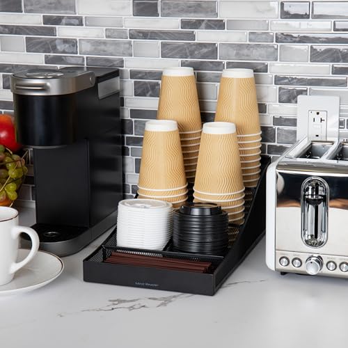 Mind Reader Countertop Organizer, Office Breakroom Supply Caddy for Cups Lids Stirrers and Condiments, Metal Mesh, Black - color: Black Mesh, size: 1-Pack