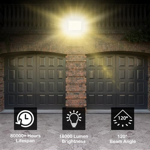 150W Warm White Outdoor LED Flood Lights, 3000K 18000LM IP66 Waterproof, Garden Garage, Court, Shop Exterior Security Floodlights 2 Pack - size: 150w_2pack